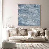 3D blue textured art Large Blue Wall Art Blue Abstract Painting Contemporary Minimalist Wall Art Modern Abstract Art Blue Canvas Painting