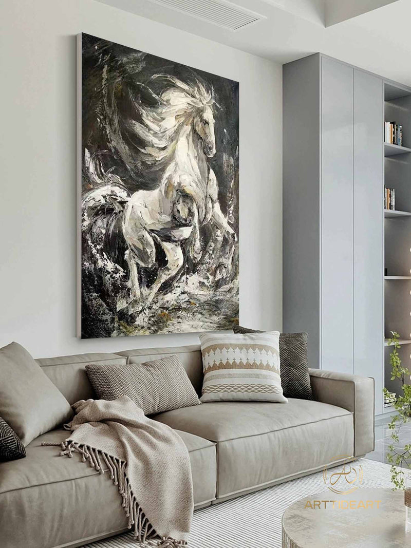 Horse Painting Animal Painting Running Horse Painting Horse Oil Painting Large Oil Painting Horse Wall Art Horse Abstract Painting