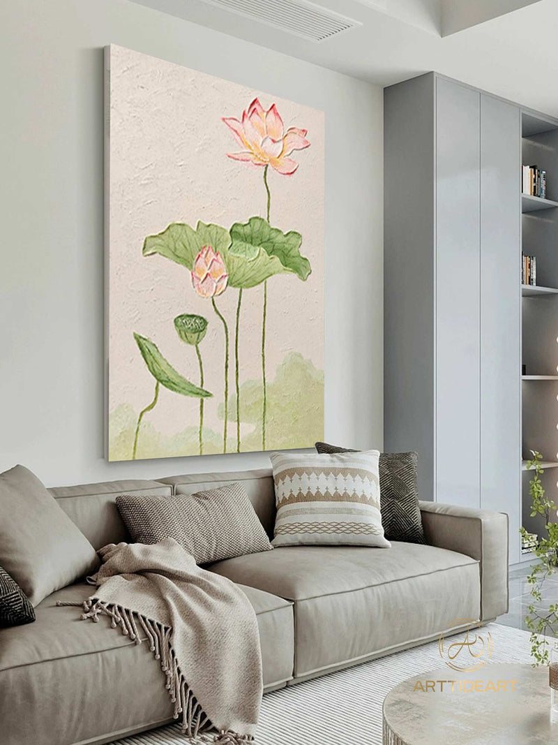 Lotus Acrylic Painting on Canvas Lotus Painting Original Abstract Painting Landscape Painting Impression Art Contemporary Art