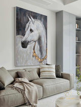 Horse painting,Horse art,Oversize Horse Painting,Original white horse large painting, Hand Made Wall Art ,Oil Painting,Acrylic painting