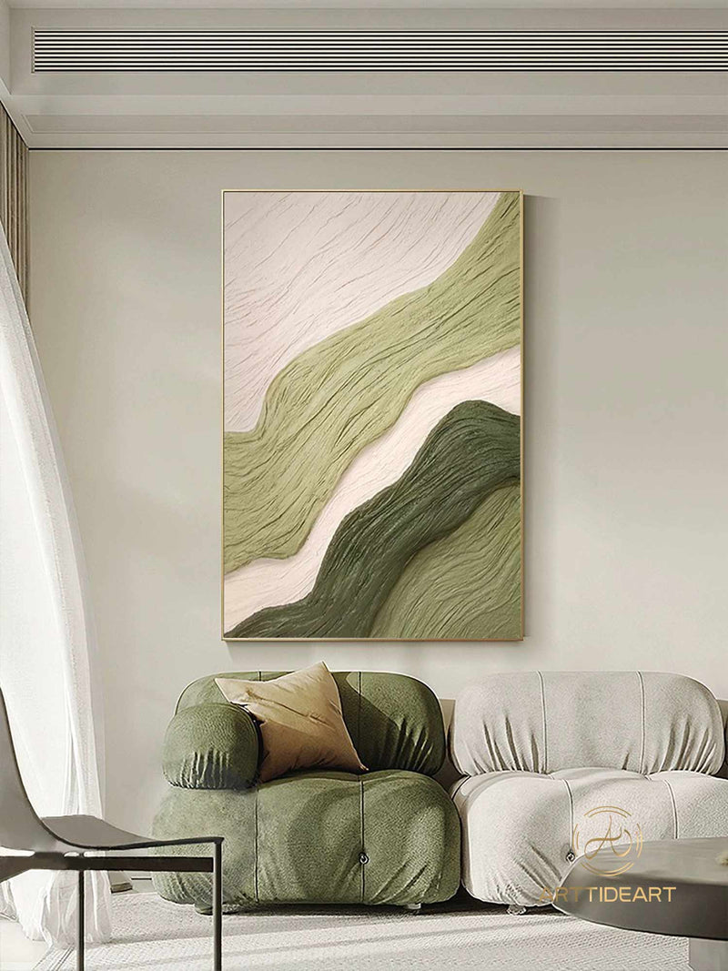 Green Wall Art Green Minimalist Painting Green Wall Art Green Textured Wall Art Green Arched Wall Art Painting Large Green Abstract Painting