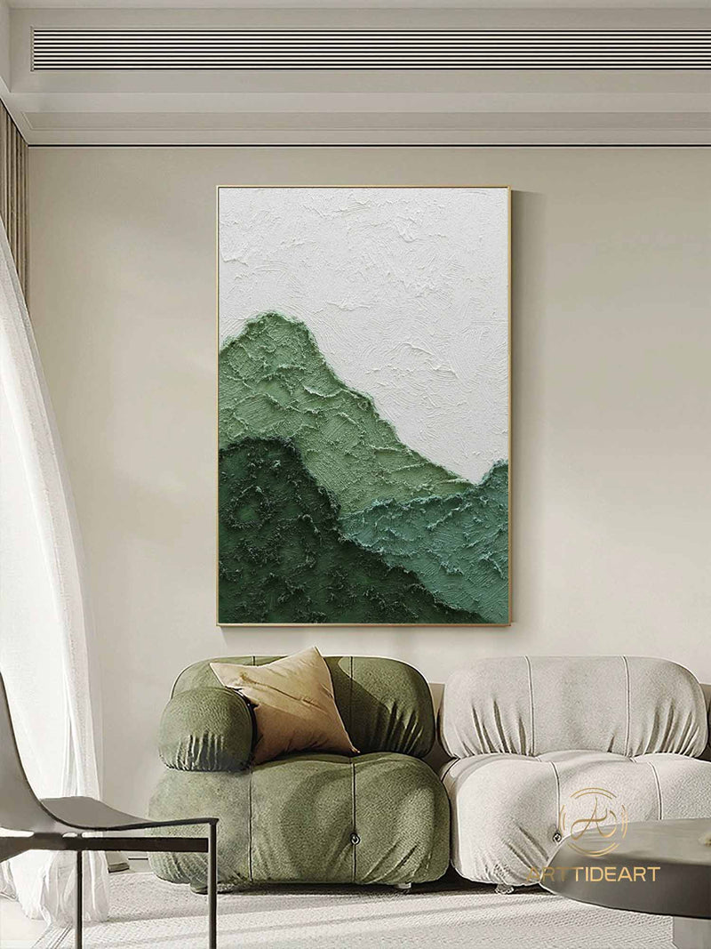 Green 3D Textured Painting Large Green Abstract Painting Green Minimalist Painting Green Wall Painting Green Wall Art Green Wall Decor