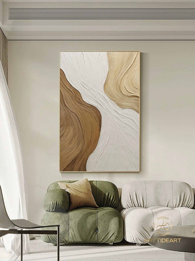 Wabi Sabi Wall Art Brown 3D Textured Painting on Canvas Earth Tone Minimalist Painting Neutral Brown Minimalist Wall Art Boho Texture Art