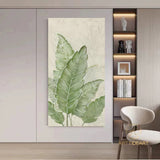 Large Nordic Green Beige abstract wall Green 3D texture painting abstract leaf painting modern living room abstract painting Minimalist Art