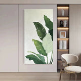 Large Nordic Green Beige abstract wall Green 3D texture painting abstract leaf painting modern living room abstract painting Minimalist Art