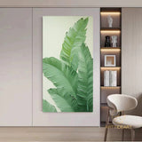 3D Minimalist Wabi Sabi Green Leaves Painting on Canvas Modern Minimalist Textured Wall Art Neutral Home Decor Large Living Room