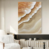 3D Minimalist Ocean Waves Art Painting Beige Texture Wall Art Heavy Texture Painting Wabi-Sabi Wall Art Neutral Wall Art Texture Wall Art