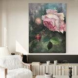 Large Original Rose Flower Oil Painting On Canvas, Abstract Pink Floral Painting, Boho Wall Décor, Custom Painting, Living room Wall Decor