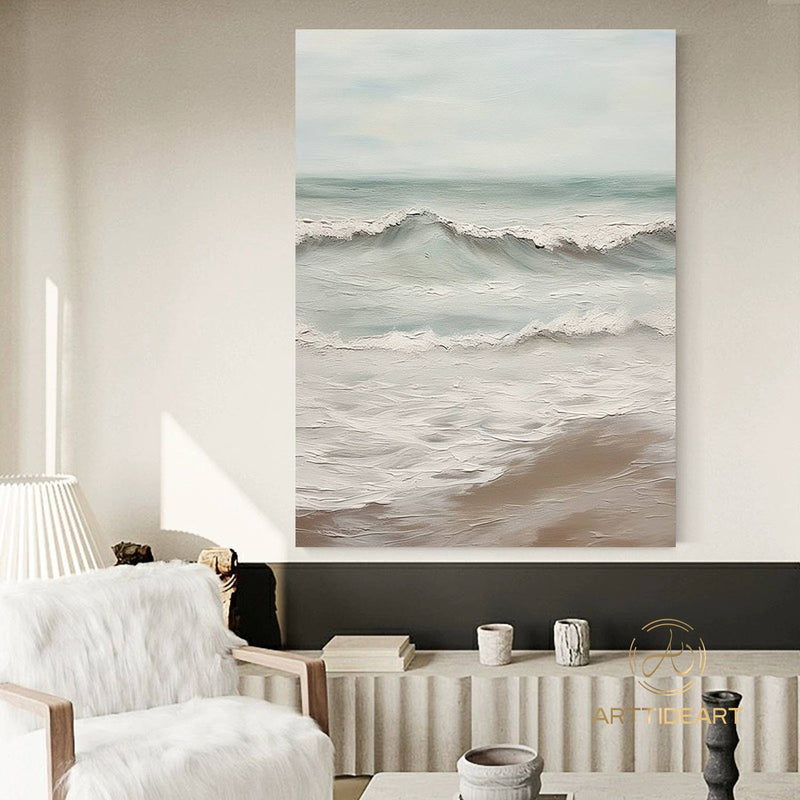 Big ocean sunset painting beach painting coastal painting Large wall art blue abstract painting blue abstract art canvas sky painting