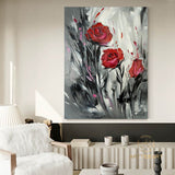 Original Roses Oil Painting On Canvas, Abstract Flowers Painting, Large Wall Art, Red Roses Decor, Custom Painting,Living room Wall Decor