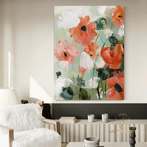 Colorful Wall Decor Home Decor Canvas Wall Art Flower Painting Boho Wall Decor Texture Wall Art Bright painting Large Wall Art Modern Art