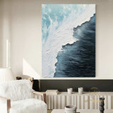 Ocean Waves Abstract Painting on Canvas Blue Abstract Painting 3D Textured Wall Art Abstract Minimalist Paintin Living Room Painting