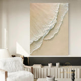 3D Minimalist Ocean Painting on Canvas Ocean Waves Abstract Painting Textured Wall Art Earth Tone Abstract Art Abstract Minimalist Painting