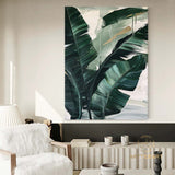 Modern Banana Leaf Canvas Oil Painting, 100% hand-painted custom artwork, landscape botanical paintings, living room wall decor fashionable