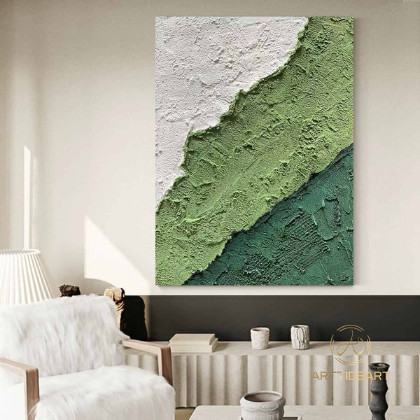 Green 3D Textured Painting Large Green Abstract Painting Green Minimalist Painting Green Wall Painting Green Wall Art Green Wall Decor