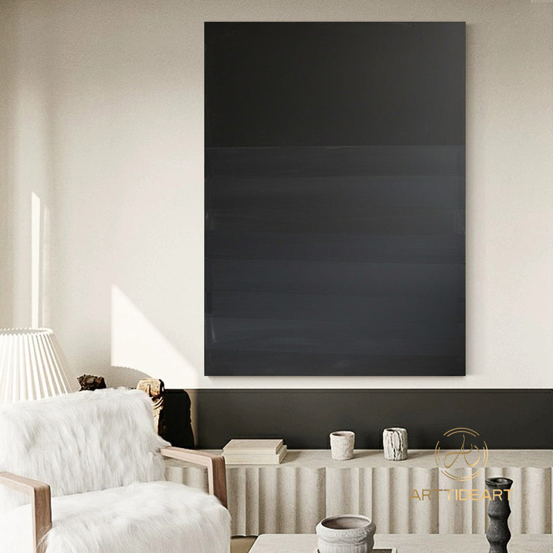 original painting on canvas, very black painting, large abstract canvas art, modern abstract painting, textured wall art on canvas