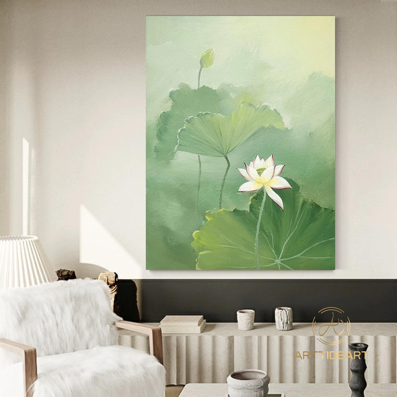 Lotus Acrylic Painting on Canvas Lotus Painting Original Abstract Painting Landscape Painting Impression Art Contemporary Art