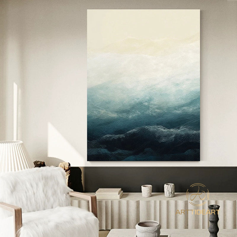 Neutral Beige Abstract Wall Art Blue & Beige Texture Wall Painting Large Blue Abstract Painting Blue Nordic Texture Canvas Modern Wall Art