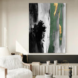 Large Acrylic Abstract Painting Original Green And Gold Canvas Art Gold Leaf Artwork Extra Large Modern Abstract Paintings For Living Room