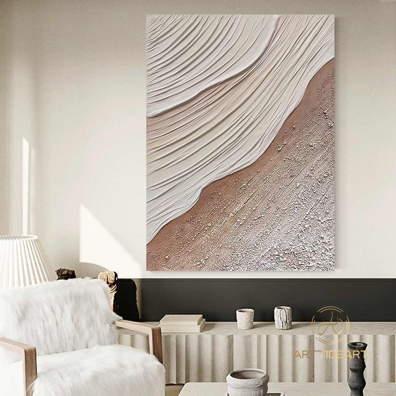 Minimalist Beach Oil Painting on Canvas Abstract Large Wall Art Custom Painting Original Texture Ocean Wall Decor Modern Living Room Art