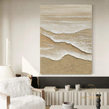 White ocean wave textured painting,sea beach painting,white textured abstract painting,ocean painting,ocean wave landscape painting