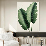 Large 3D Green abstract leaf painting,texture painting art, Original Green Banana Leave Oil Painting,Plant Art ，Modern Living Room Decor