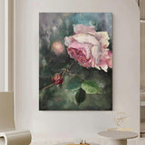 Large Original Rose Flower Oil Painting On Canvas, Abstract Pink Floral Painting, Boho Wall Décor, Custom Painting, Living room Wall Decor