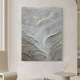 Grey and White Abstract Wall Art Large Grey 3D Texture Painting on Canvas Modern Abstract Painting Gold Texture Wall Art Modern Wall Decor