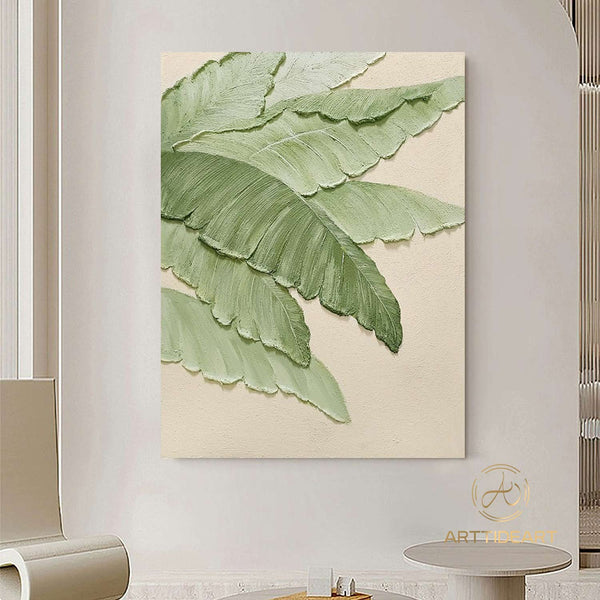 Abstract Large banana leaves wall art painting Tropical Banana Leaf painting Palm Tree painting Hand Painted Thick Texture Modern Wall Art