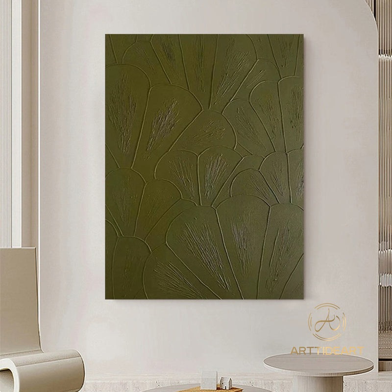 Large Green Texture Painting Green Abstract Line Art Green Minimalist Painting On Canvas Wabi Sabi Wall Art Neutral Green Texture Wall Art