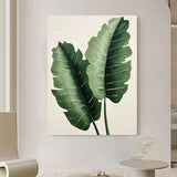 Large 3D Green abstract leaf painting,texture painting art, Original Green Banana Leave Oil Painting,Plant Art ，Modern Living Room Decor