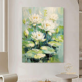 White Lotus Painting on Canvas Lotus Painting Original Abstract Painting Landscape Painting Impression Art Contemporary Art