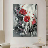 Original Roses Oil Painting On Canvas, Abstract Flowers Painting, Large Wall Art, Red Roses Decor, Custom Painting,Living room Wall Decor