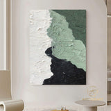 Green 3D Textured Painting 3D Minimalist painting Large White Abstract Painting White Minimalist Painting Modern abstract painting