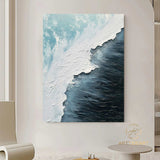 Ocean Waves Abstract Painting on Canvas Blue Abstract Painting 3D Textured Wall Art Abstract Minimalist Paintin Living Room Painting