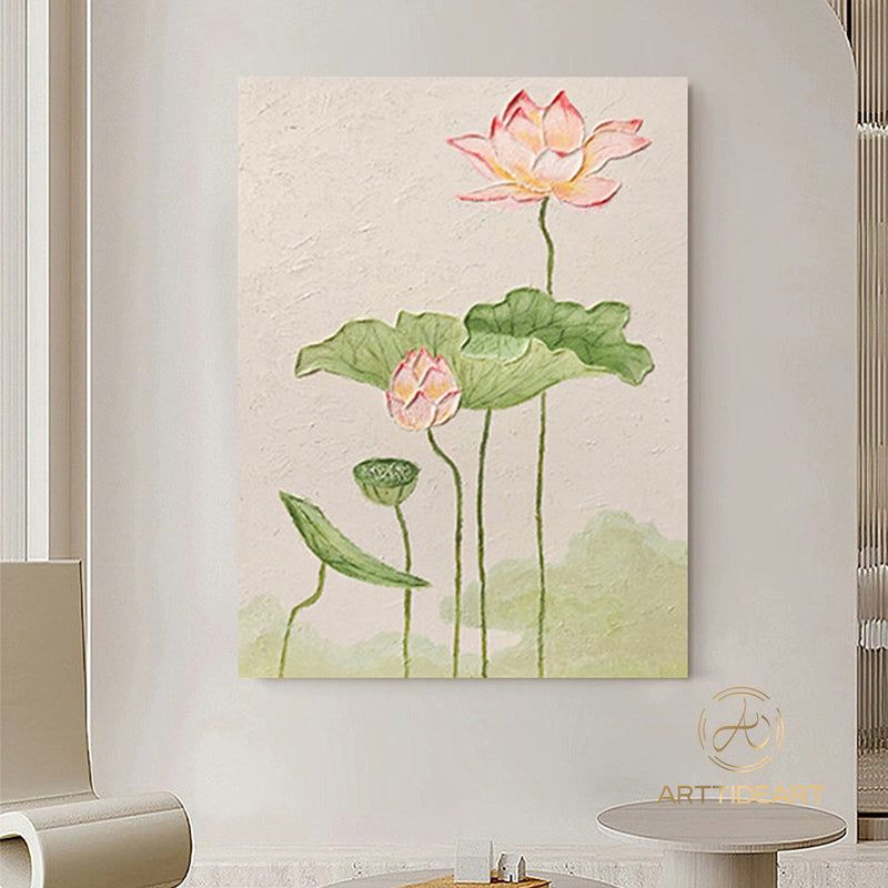 Lotus Acrylic Painting on Canvas Lotus Painting Original Abstract Painting Landscape Painting Impression Art Contemporary Art