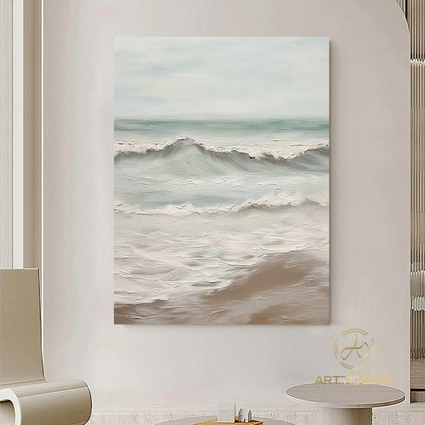 Big ocean sunset painting beach painting coastal painting Large wall art blue abstract painting blue abstract art canvas sky painting