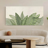 Green Leaf Textured Canvas Art Green Wall Art Framed Minimalist Leaf Landscape Painting 3D Texture Painting Boho Living Room Wall Art Decor