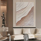 Minimalist Beach Oil Painting on Canvas Abstract Large Wall Art Custom Painting Original Texture Ocean Wall Decor Modern Living Room Art