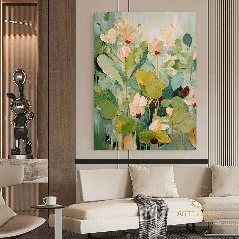 Abstract Flower Oil Painting On Canvas,Large Wall Art,Original Colorful Floral Landscape Painting,Custom Painting,Modern Wall Art Home Decor