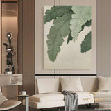 Large Nordic Green Beige abstract wall Green 3D texture painting abstract leaf painting modern living room abstract painting Minimalist Art