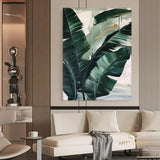 Modern Banana Leaf Canvas Oil Painting, 100% hand-painted custom artwork, landscape botanical paintings, living room wall decor fashionable