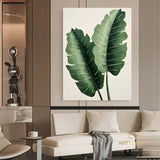 Large 3D Green abstract leaf painting,texture painting art, Original Green Banana Leave Oil Painting,Plant Art ，Modern Living Room Decor