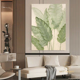 Organic-Style Tree Leaf Painting 3D Textured Art Banana Leaf Botanical Wall Art Abstract Painting Beige Green Original Plants Painting