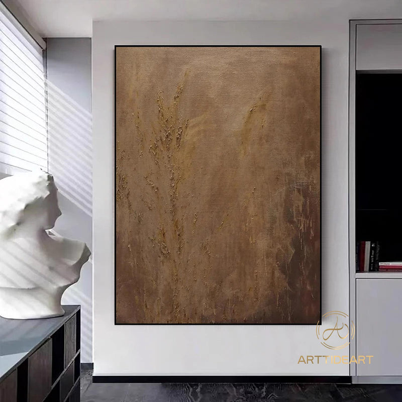 Brown Abstract Painting Wabi Sabi Wall Art Brown Minimalist Painting Neutral Brown Abstract Art Lare Earth Tone Modern Painting Home Decor