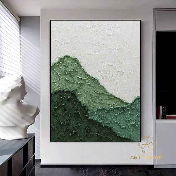 Green 3D Textured Painting Large Green Abstract Painting Green Minimalist Painting Green Wall Painting Green Wall Art Green Wall Decor