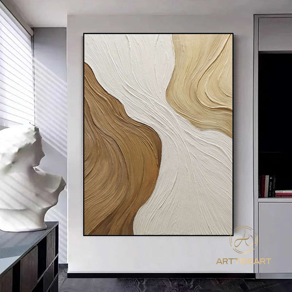 Wabi Sabi Wall Art Brown 3D Textured Painting on Canvas Earth Tone Minimalist Painting Neutral Brown Minimalist Wall Art Boho Texture Art