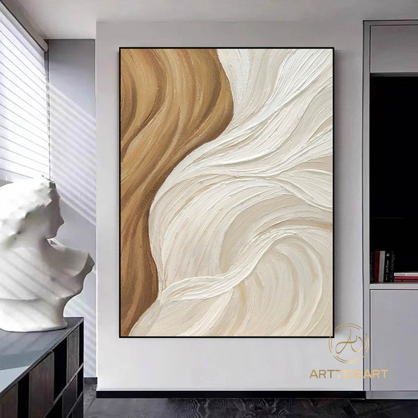 Beige Brown Texture Wall Art Wabi Sabi Wall Art Large Beige Minimalist Canvas Painting Neutral Minimalist Wall Art Modern Texture Painting