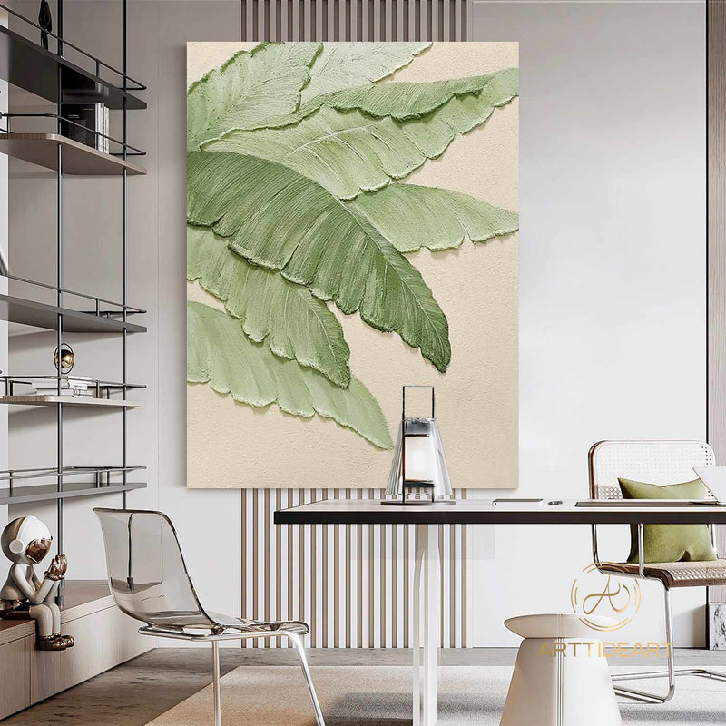 Abstract Large banana leaves wall art painting Tropical Banana Leaf painting Palm Tree painting Hand Painted Thick Texture Modern Wall Art