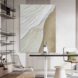 3D Textured Wall Art Ocean Waves Painting on Canvas Wabi-Sabi Wall Art Earth Tone Waves Art Living Room Painting Neutral Wall Art